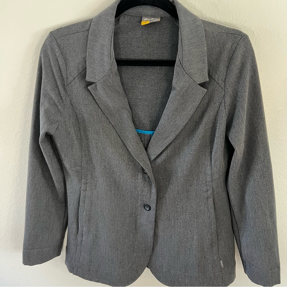 Eddie Bauer Travex Travel Blazer Jacket Women’s Size 8 Dark Gray Unlined